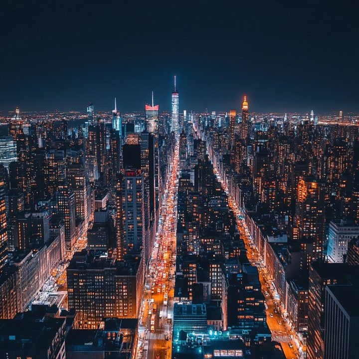 夜色下的城市观影氛围